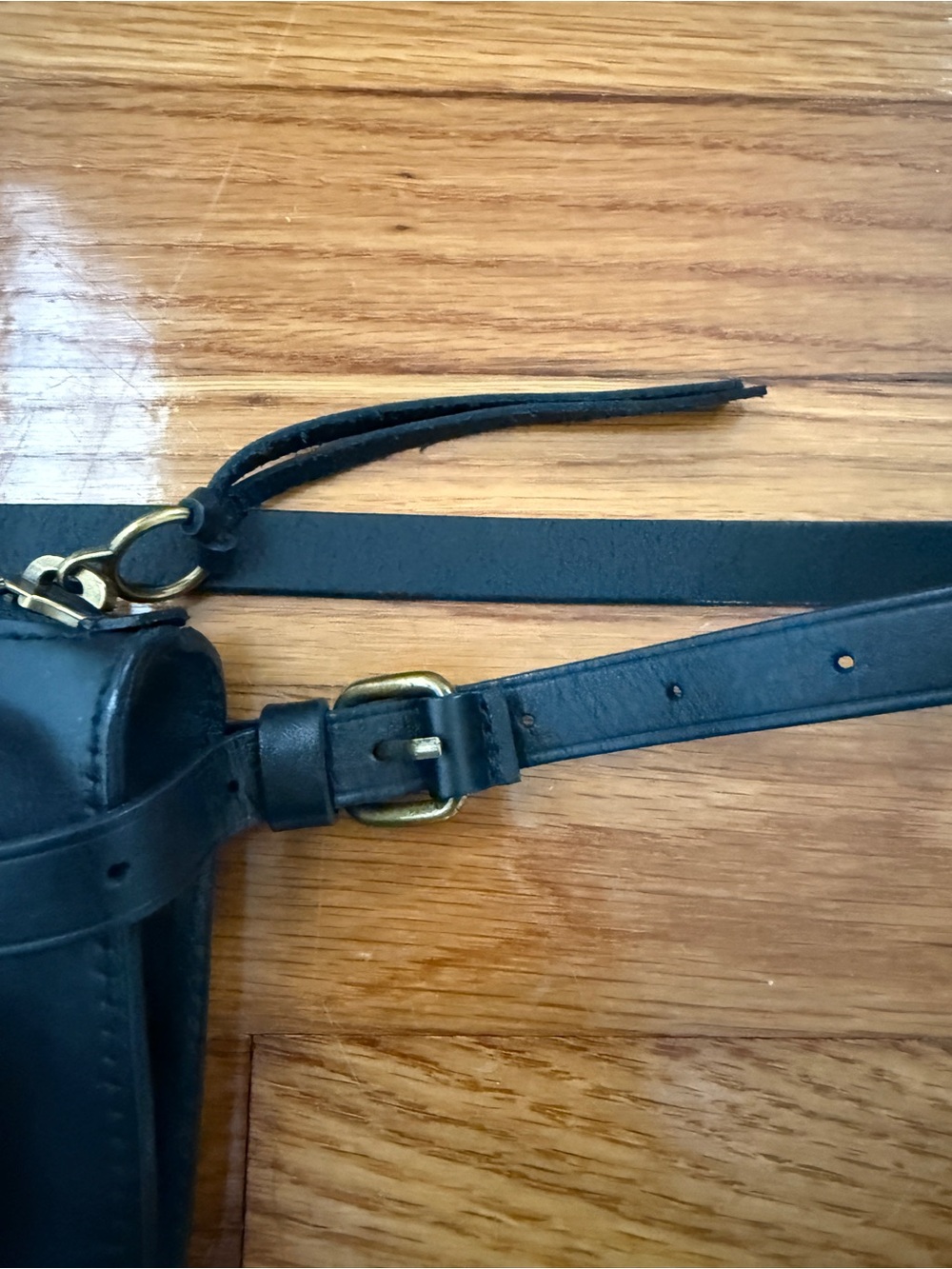 Madewell Black Leather Belt Bag with Gold Hardware - Picture 3 of 6